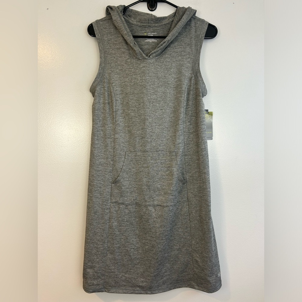 NWT Tek Gear Grey Sleeveless Hooded Shift Mini Dress Size Small